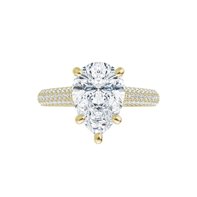 360 Video for 2 CT Hidden Halo Pear Solitaire with Accented Shank Set in Yellow gold