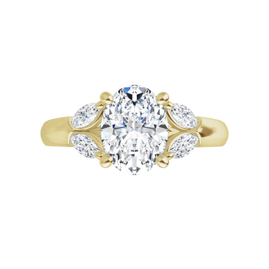 360 Video for Vintage Style Oval & Marquise Diamond engagement Ring Set in Yellow Gold