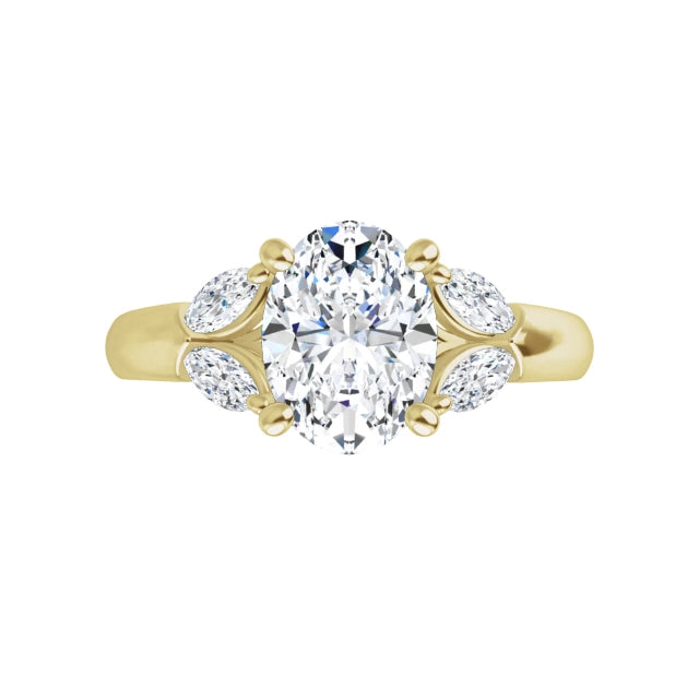 360 Video for Vintage Style Oval & Marquise Diamond engagement Ring Set in Yellow Gold