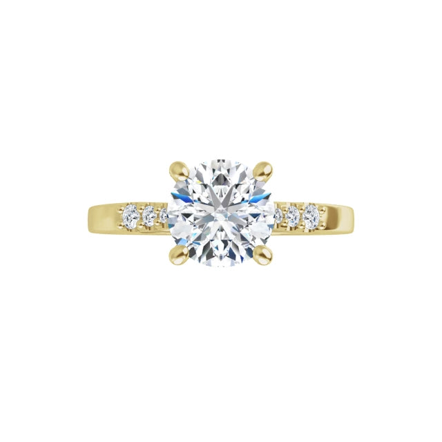 360 Video for Round diamond engagement ring with tapered natural diamond accents 
