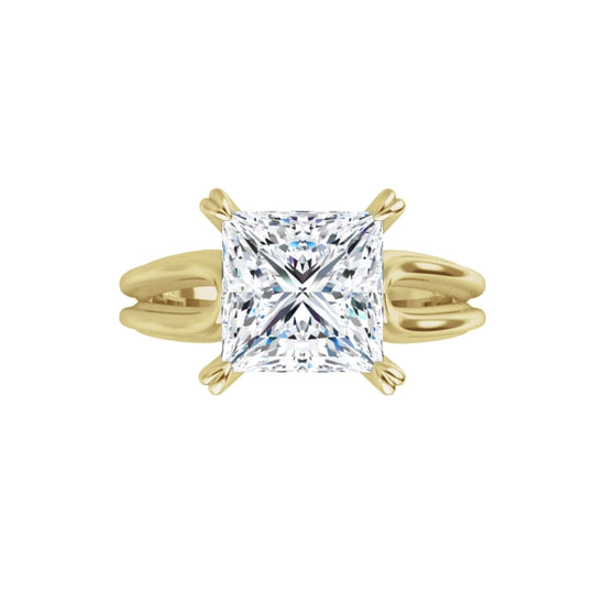 360 Video for 2 CT Split Shank Princes Cut Diamond Engagement Ring Set in Yellow Gold