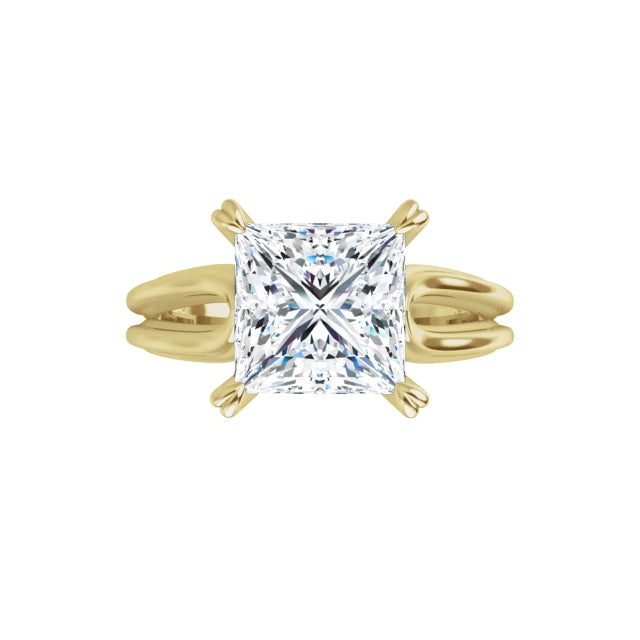 360 Video for 2 CT Split Shank Princes Cut Diamond Engagement Ring Set in Yellow Gold