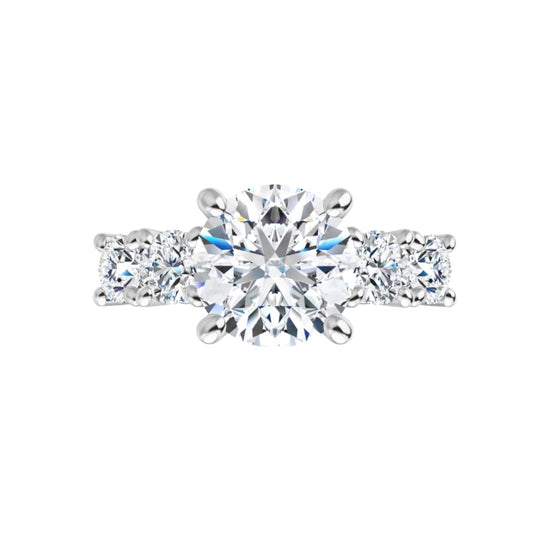 360 Video for 5-Stone Round diamond Engagement Ring with accented Stones on the shank Set in Platinum