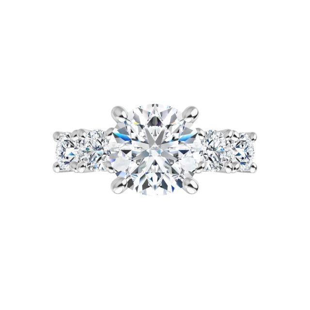 360 Video for 5-Stone Round diamond Engagement Ring with accented Stones on the shank Set in Platinum