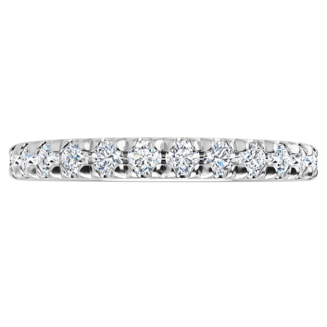 Video of 3/4 CTW French Set Diamond Eternity Band on 14K White Gold