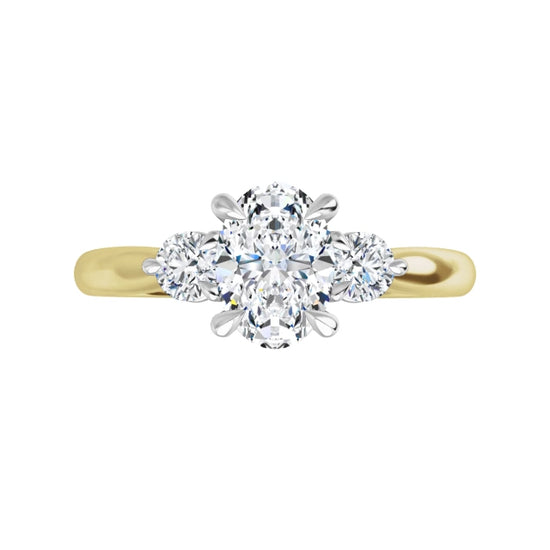 Video of 14K Yellow and white Gold three Stone Diamond engagement ring