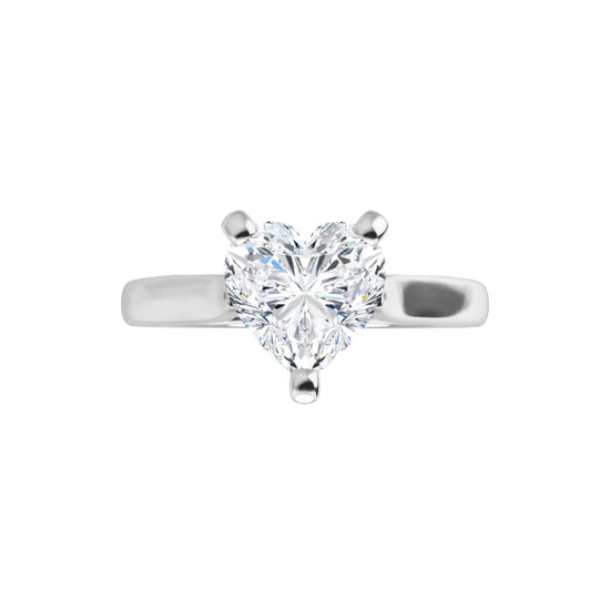 360 Video for Heart-shaped solitaire engagement ring in 14K white gold with a 1 carat diamond, featuring a three-prong setting and engraved ‘JORDAN’ logo on the shank.