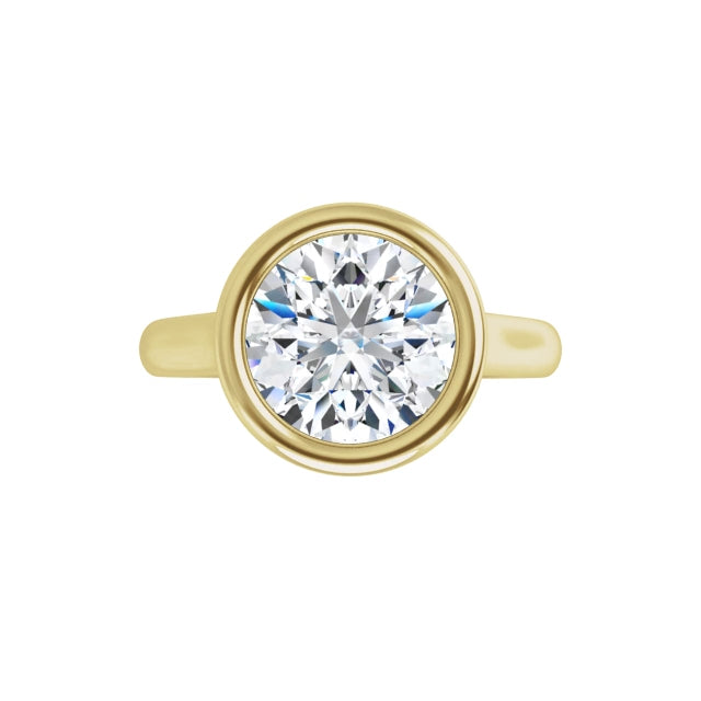 360 Video for 2 CT Bezel Set Round Diamond Engagement Ring for women set in Yellow Gold
