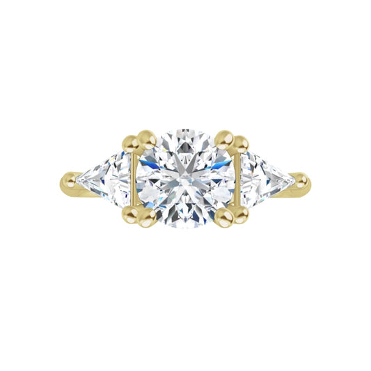 360 Video for Jordan’s Trillion Trio Round Diamond Engagement Ring Set in Yellow gold 