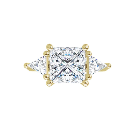360 Video for 2 CT Square and Triangle Diamond Engagement Ring Set in Yellow Gold