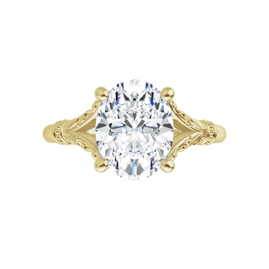360 Video for 2 CT Split Shank Oval Diamond Engagement Ring set in Yellow Gold