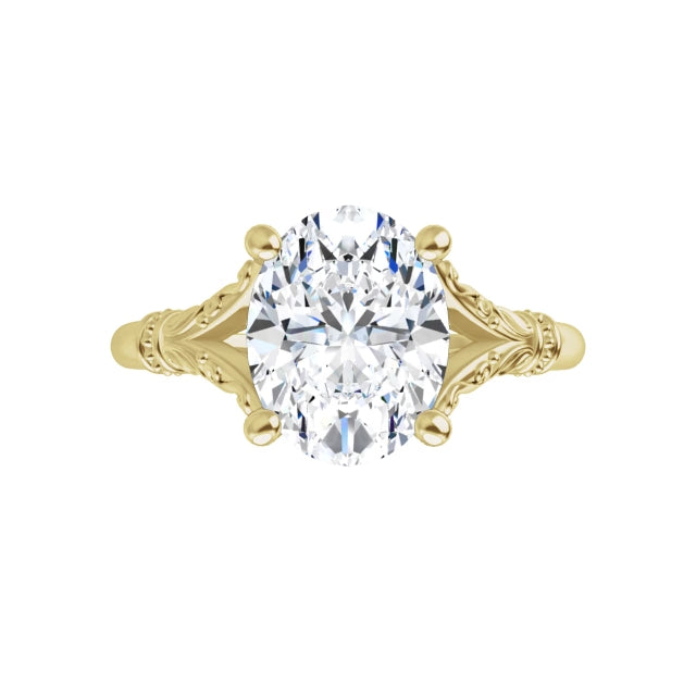 360 Video for 2 CT Split Shank Oval Diamond Engagement Ring set in Yellow Gold