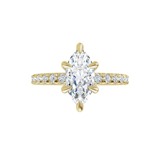 360 Video for 1 CT French Set Marquise accented Band Diamond Engagement Ring Set in white gold