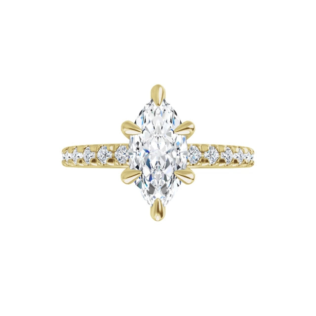 360 Video for 1 CT French Set Marquise accented Band Diamond Engagement Ring Set in white gold