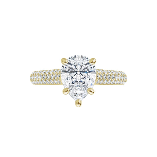 360 Video for 1 CT Hidden Halo Accented Shank Pear Solitaire Set in Yellow Gold