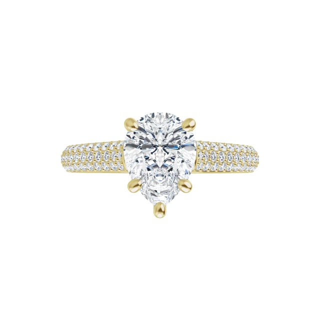 360 Video for 1 CT Hidden Halo Accented Shank Pear Solitaire Set in Yellow Gold