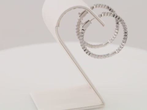 Video of 3 CTW Natural Diamond Hoop Earrings