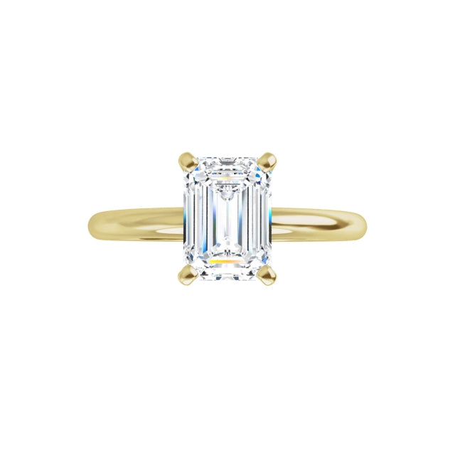 Video of Emerald Cut Solitaire Diamond Engagement Ring 3/4 CTW on 14k Yellow Gold