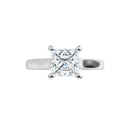 360 Video for Classic 4-prong princess cut solitaire engagement ring with a 1 carat diamond, timeless square diamond setting.