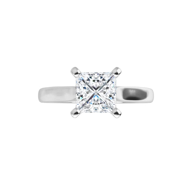 360 Video for Classic 4-prong princess cut solitaire engagement ring with a 1 carat diamond, timeless square diamond setting.