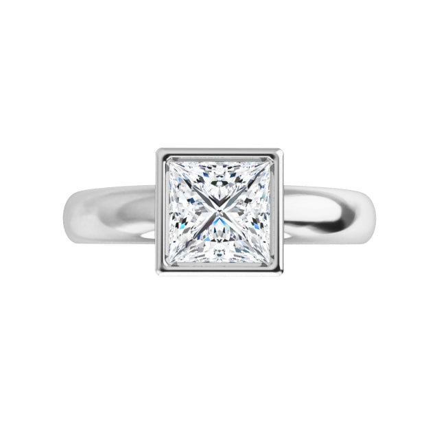 Princess Cut Natural Diamond Engagement Ring 14K White Gold 360 Video 