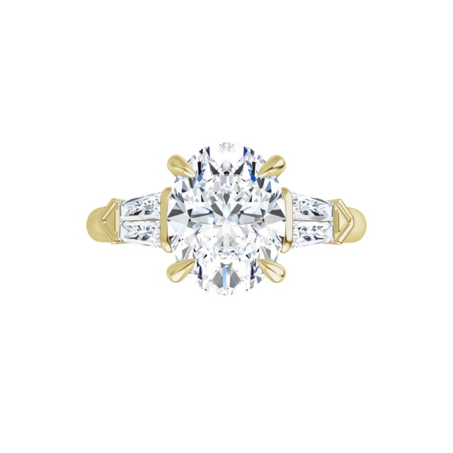 360 Video for 2 CT Oval & baguette three Stone Diamond engagement Ring Set in Yellow Gold