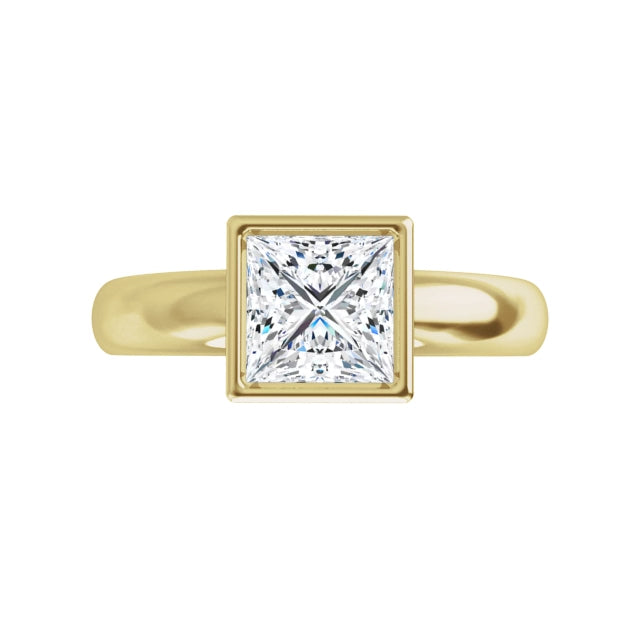 Princess Cut Natural Diamond Engagement Ring 14K Yellow Gold 360 Video 