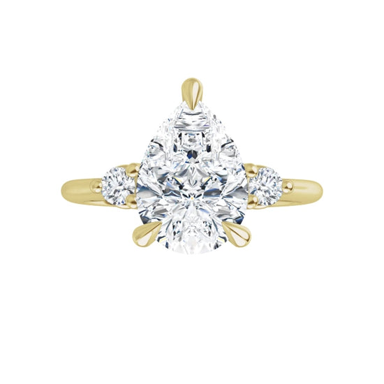 360 Video for 2 CT Pear & Round 3-Stones Diamond engagement Ring For Women Set in Yellow Gold