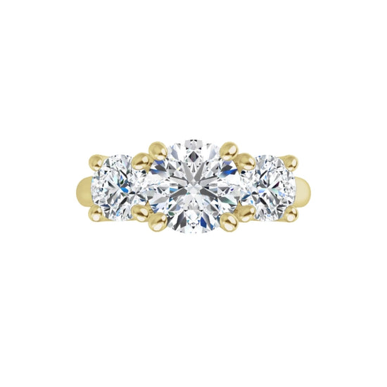 360 Video for Round three Stones Diamond engagement Ring  Set in Yellow Gold