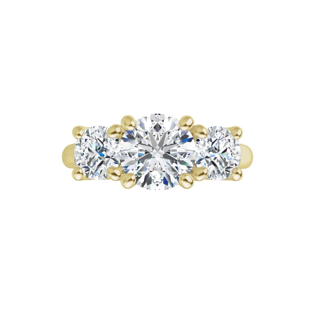 360 Video for Round three Stones Diamond engagement Ring  Set in Yellow Gold