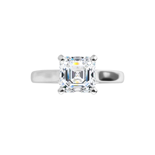 360 Video for Classic 4-prong Asscher cut solitaire engagement ring in 14K white gold with a 1 carat diamond, step-cut square design with vintage elegance.