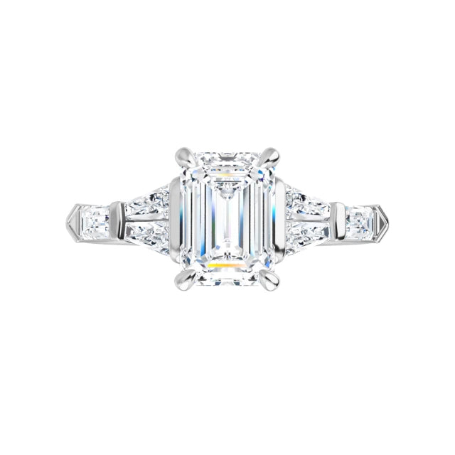 360 Video for 1 CT 5-Stone Emerald Cut diamond engagement ring with tapered baguette and Straight baguette side stones  Set in white gold or platinum 