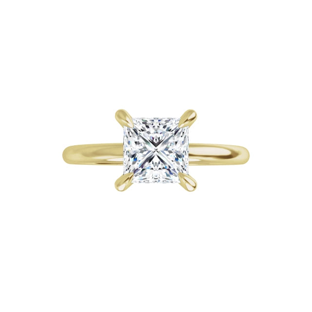 360 Video for 1 CT Princess Cut (Square Diamond) Solitaire Engagement Ring for women Set in Yellow gold