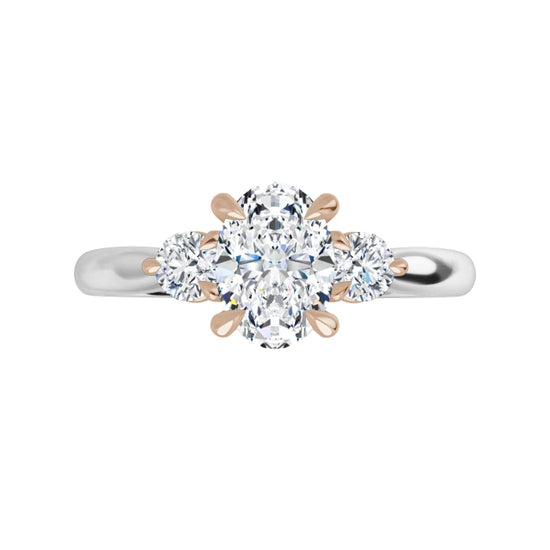 Video 14K White & Rose Gold three Stone Diamond engagement ring