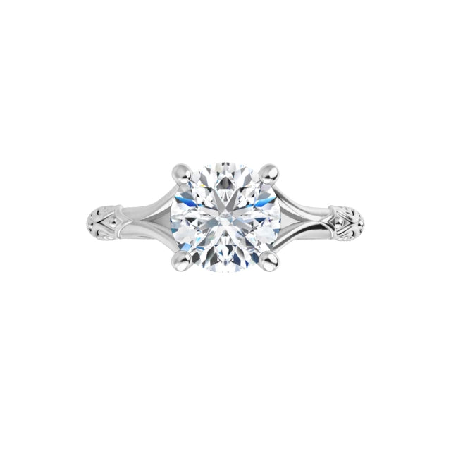360 Video for Vintage inspire Split Shank Round Solitaire Diamond Engagement Ring  Set in White gold or Platinum 