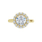 360 Video for 1 1/4 Round diamond engagement ring with a radiant-style halo and crown-like setting in Yellow Gold
