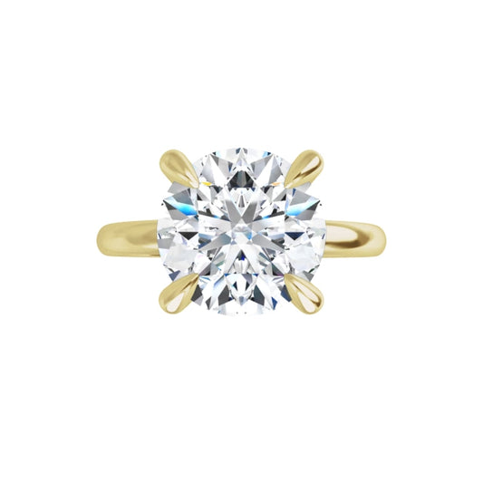 360 Video for 3 CT Round diamond solitaire engagement ring with claw prongs in Yellow Gold