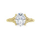 360 Video for vintage style split shank Oval solitaire Diamond Engagement ring set in Yellow gold