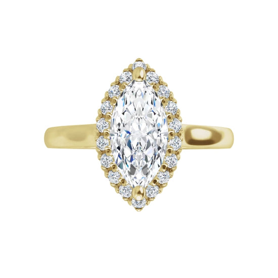 360 Video for 1 CT Halo Style Marquise Diamond Solitaire Engagement Ring Set in Yellow Gold