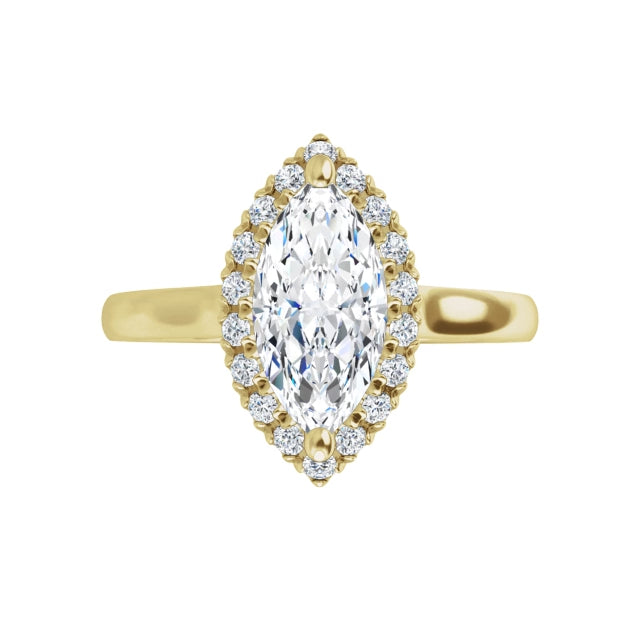 360 Video for 1 CT Halo Style Marquise Diamond Solitaire Engagement Ring Set in Yellow Gold
