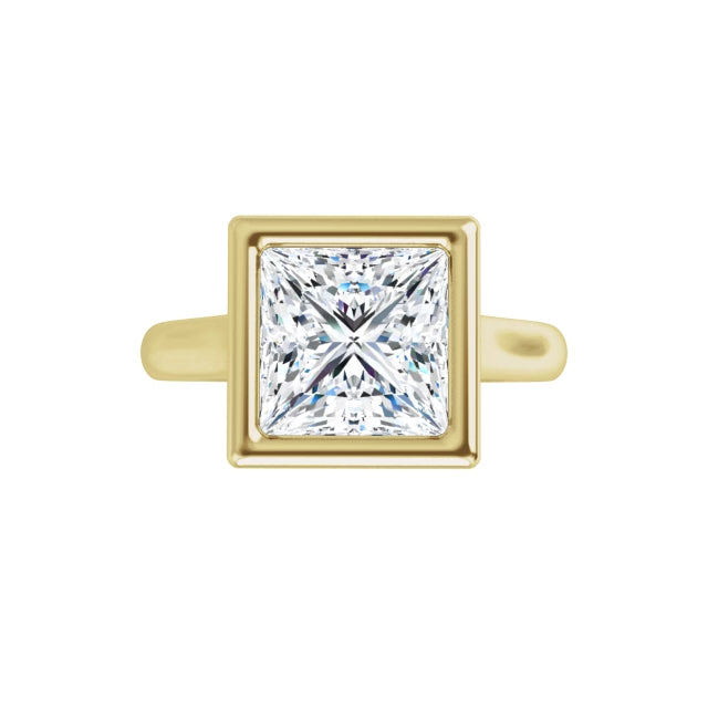 360 Video for 2 CT Bezel Set Square Diamond Engagement Ring set in Yellow Gold