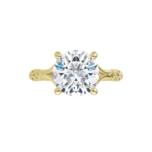 360 Video for 2 CT Vintage Style Split Shank Diamond Solitaire Engagement Ring for Women Set in Yellow Gold