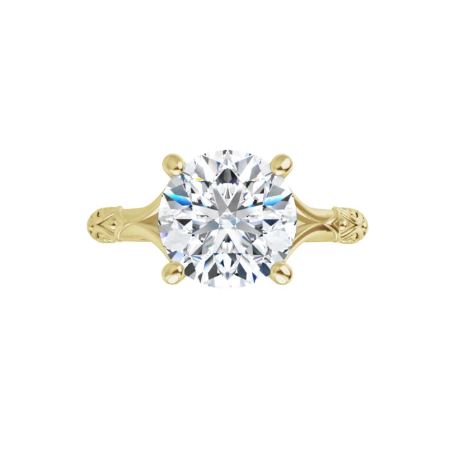 360 Video for 2 CT Vintage Style Split Shank Diamond Solitaire Engagement Ring for Women Set in Yellow Gold
