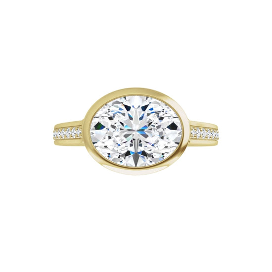 360 Video for 2 1/4 1 1/4 CTW East west Hidden Halo Oval Diamond Engagement Ring Set with accented Shank Set in Yellow Gold