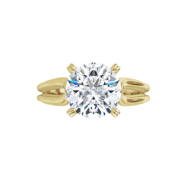 360 Video for 2 CT Split Shank Round Solitaire Diamond Engagement Ring Set in Yellow Gold
