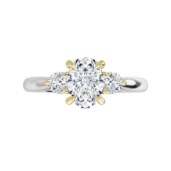 Video of 14K White and yellow Gold three Stone Diamond engagement ring