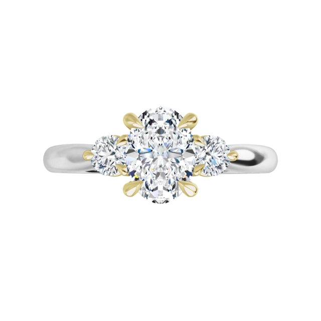 Video of 14K White and yellow Gold three Stone Diamond engagement ring