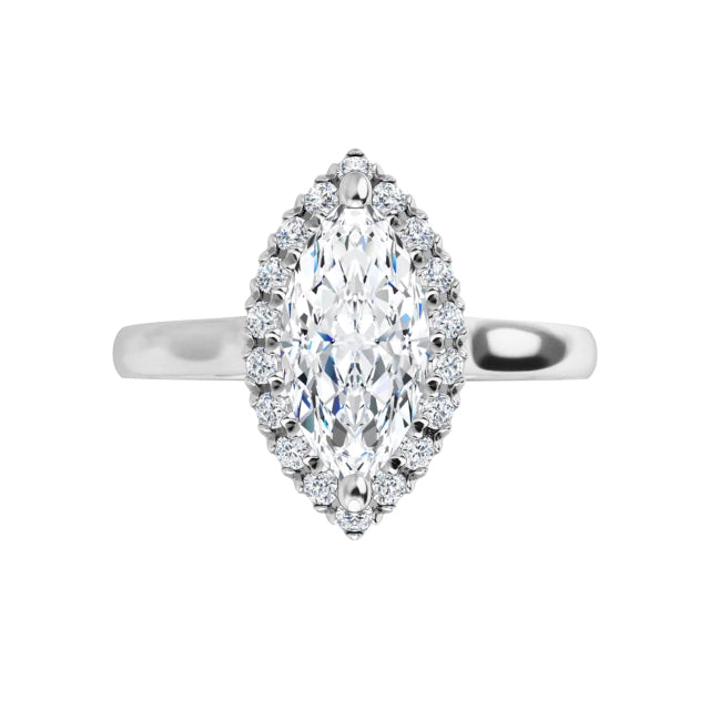 360 Video for 1 CT Halo Style Marquise Diamond Solitaire Engagement Ring Set in white gold or platinum 