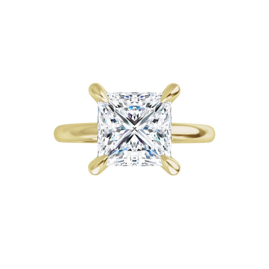 360 Video for 2 CT Princess-cut diamond solitaire engagement ring with claw prongs set in Yellow Gold