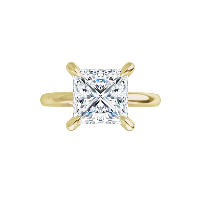 360 Video for 2 CT Princess-cut diamond solitaire engagement ring with claw prongs set in Yellow Gold